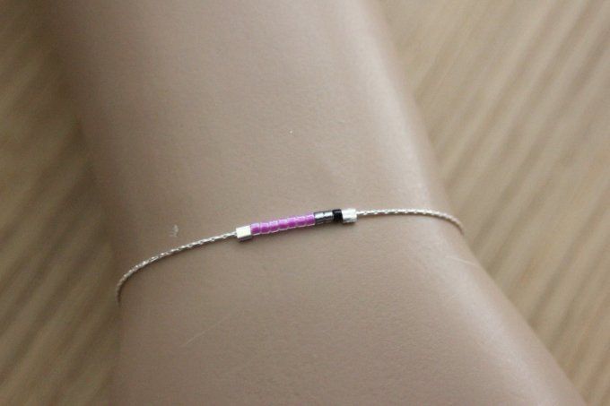 Bracelet argent massif et perles miyuki couleur au choix