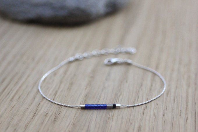 Bracelet argent massif et perles miyuki couleur au choix