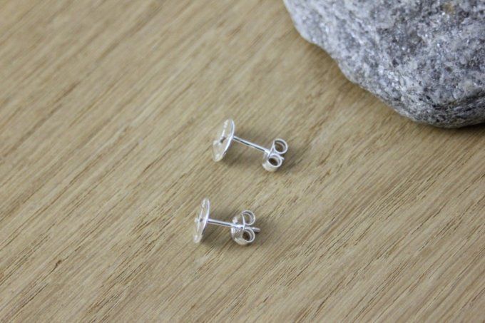 Boucles d'oreilles rose des vents / boussole en argent massif