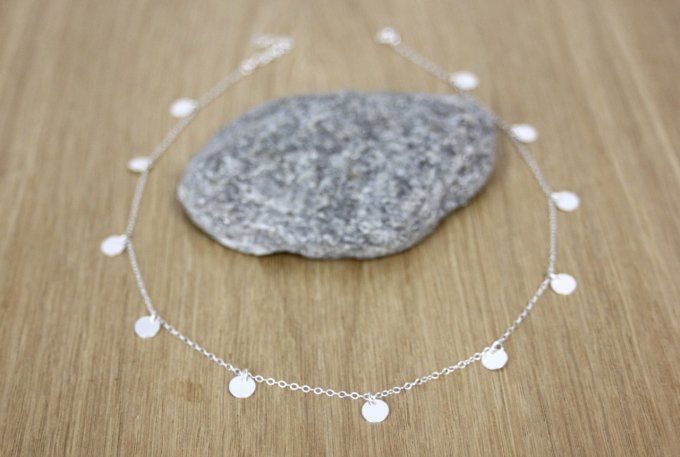 Collier argent massif petites médailles rondes