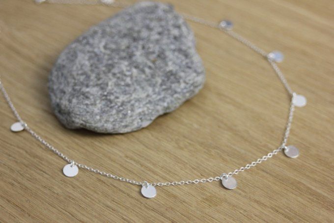 Collier argent massif petites médailles rondes