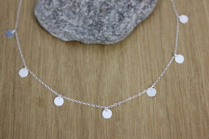 Collier argent massif petites médailles rondes