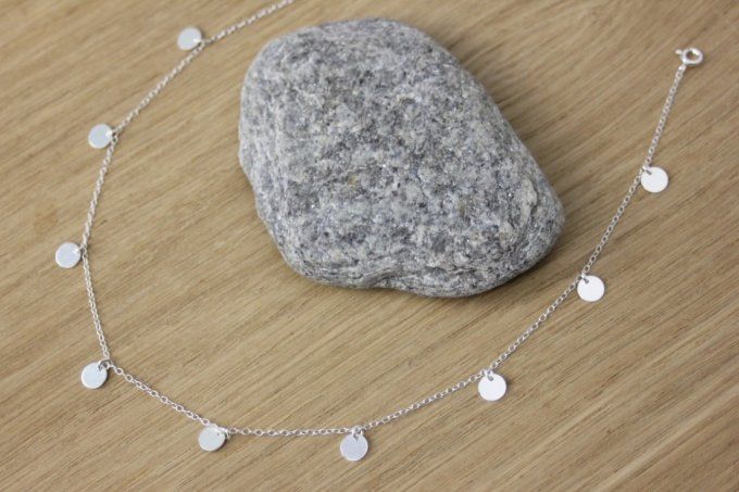 Collier argent massif petites médailles rondes