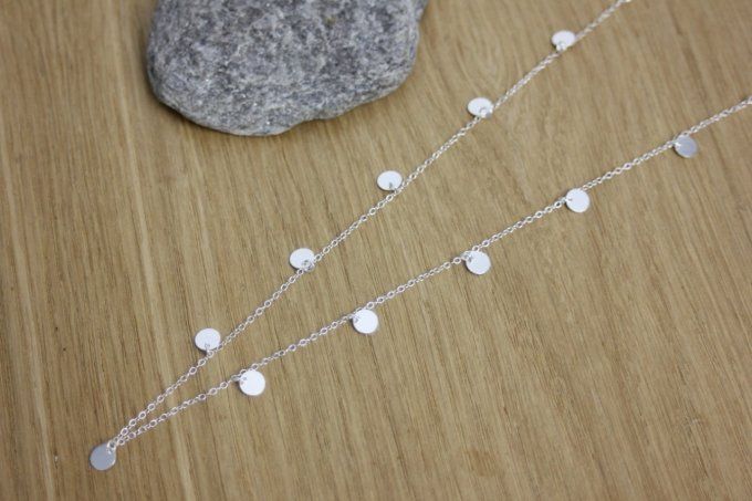 Collier argent massif petites médailles rondes