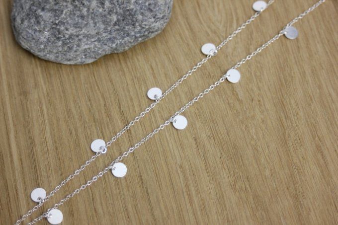 Collier argent massif petites médailles rondes