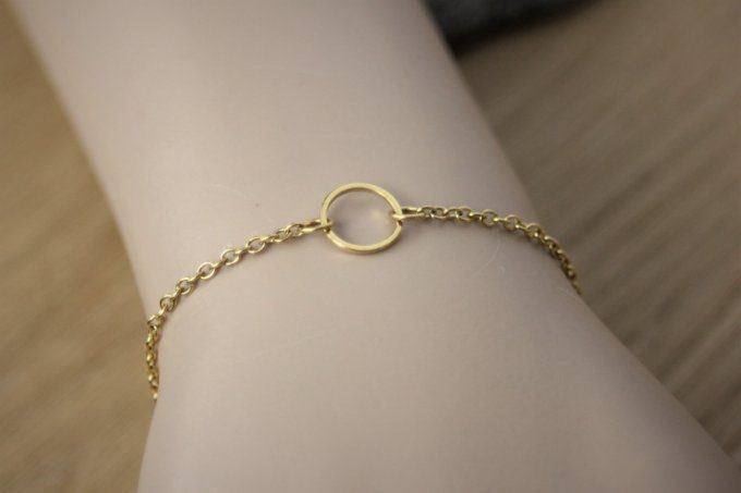 Bracelet anneau en  acier doré