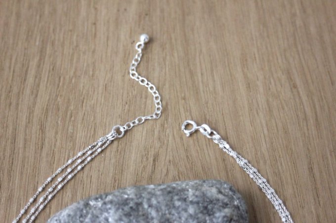 Collier multi-rangs en argent massif triple chaine et pendentif étoile - Copie