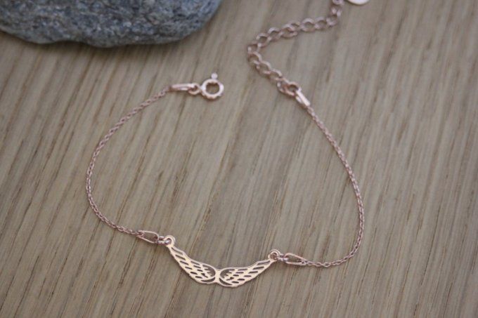 Bracelet or rose ailes d'ange