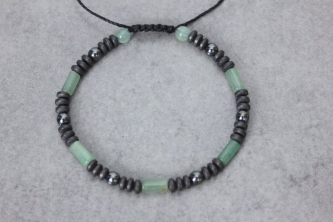 Bracelet perles aventurine émeraude et hématite