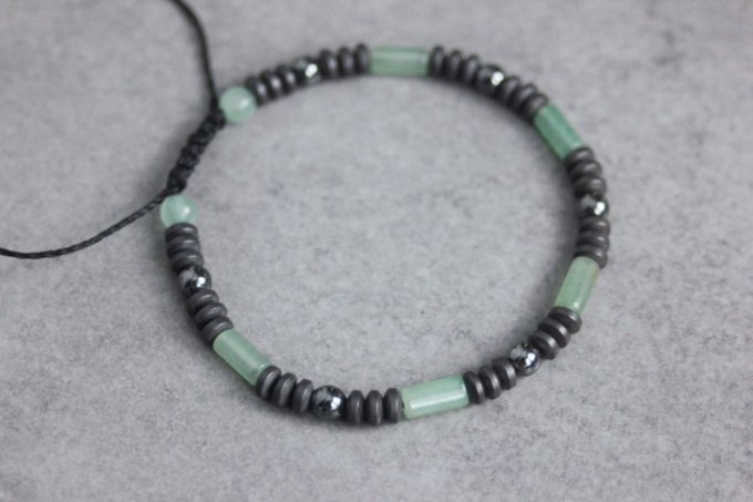 Bracelet perles aventurine émeraude et hématite