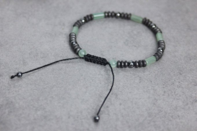 Bracelet perles aventurine émeraude et hématite