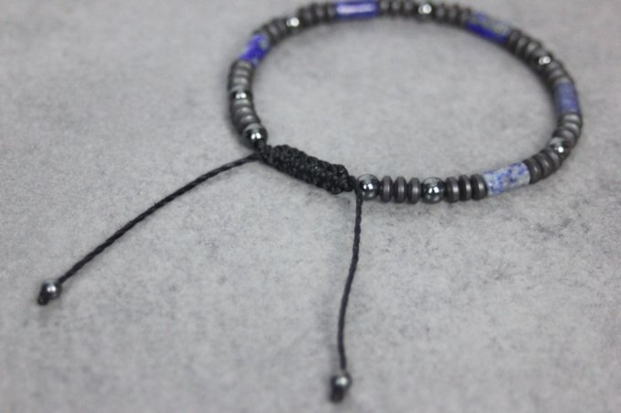 Bracelet perles lapis lazuli et hématite