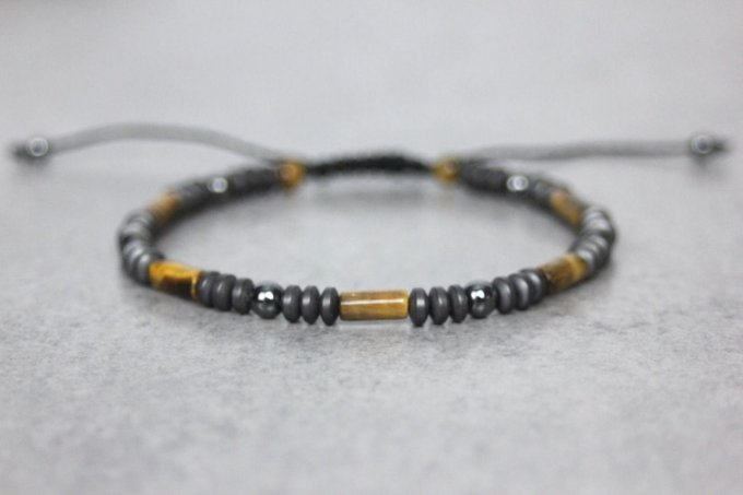 Bracelet perles oeil de tigre et hématite