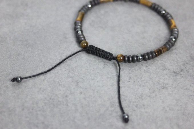 Bracelet perles oeil de tigre et hématite