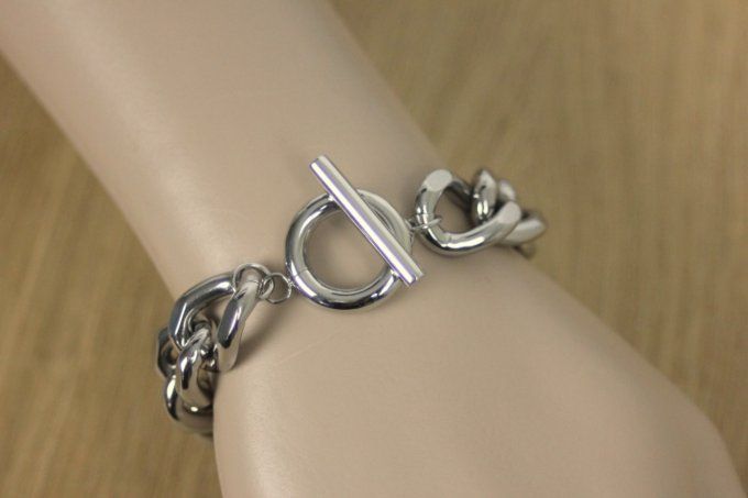 bracelet gros maillons acier