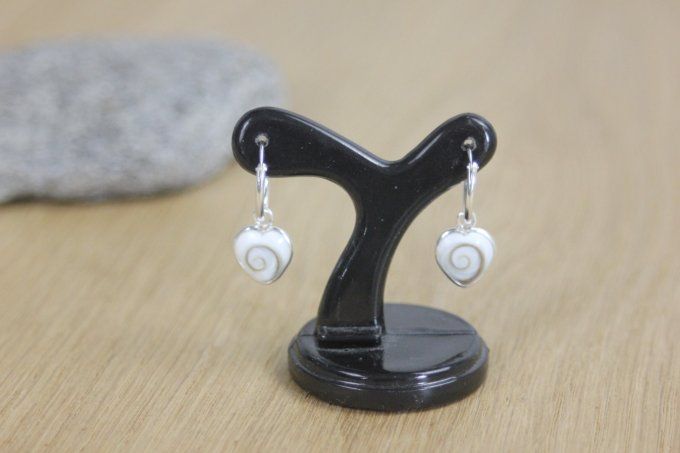 Boucles d'oreilles mini créoles argent massif pendentif oeil de sainte Lucie