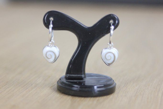 Boucles d'oreilles mini créoles argent massif pendentif oeil de sainte Lucie