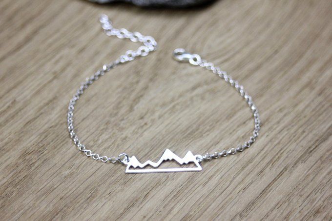 Bracelet argent massif montagne enneigées