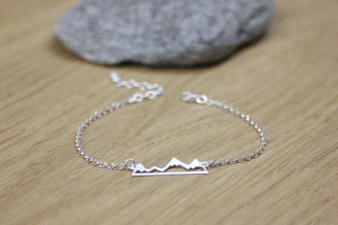 Bracelet argent massif montagne enneigées
