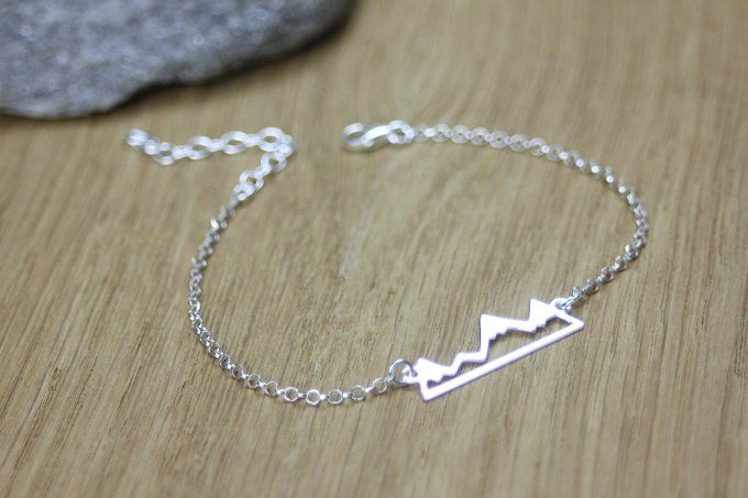 Bracelet argent massif montagne enneigées