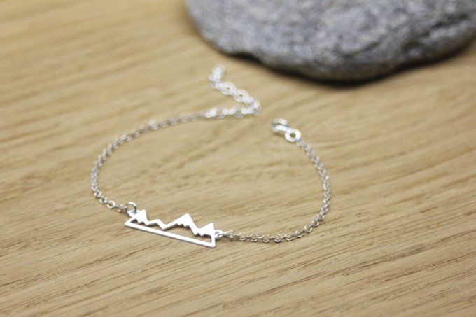 Bracelet argent massif montagne enneigées
