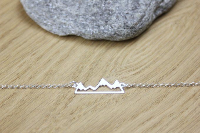Bracelet argent massif montagne enneigées