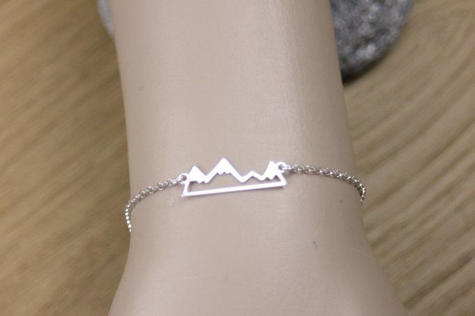 Bracelet argent massif montagne enneigées