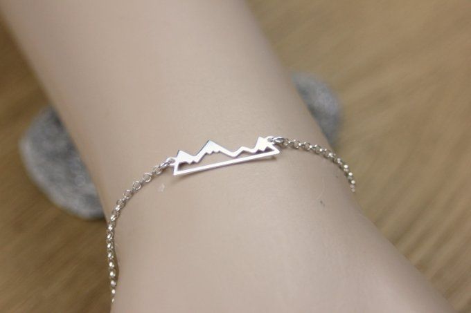 Bracelet argent massif montagne enneigées