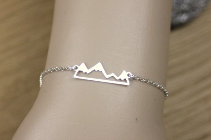 Bracelet argent massif montagne enneigées