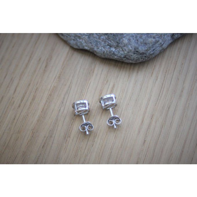 Clous d'oreilles chatons en argent et zirconium