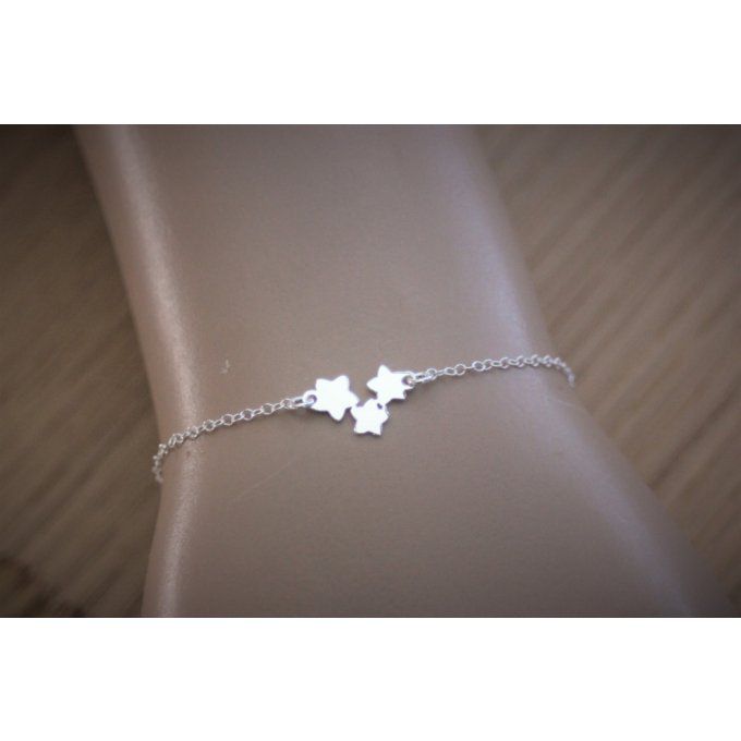 Bracelet minimaliste 3 petites étoiles argent massif 