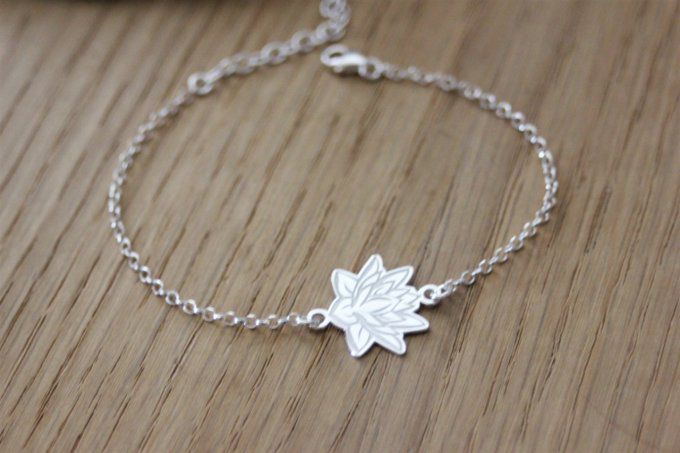 Bracelet fleur de lotus mandala en argent massif  