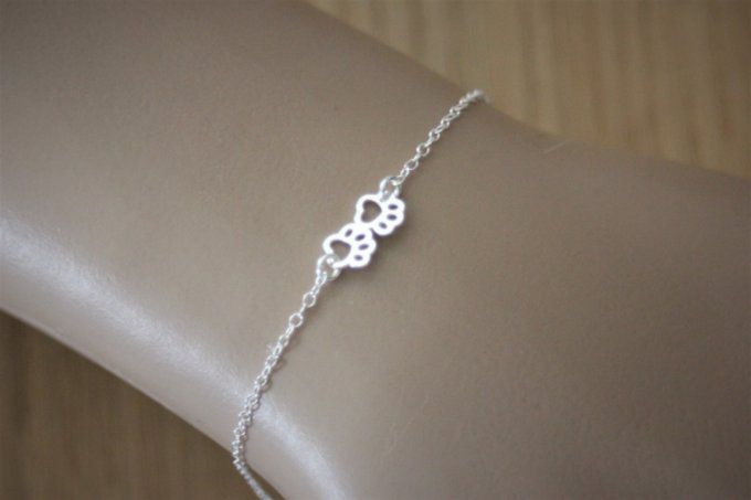 Bracelet argent massif avec petites pattes d'animal