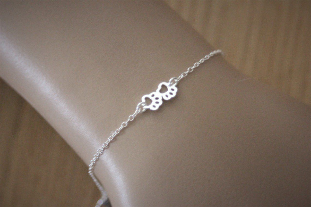 Bracelet empreinte patte de chien en argent massif