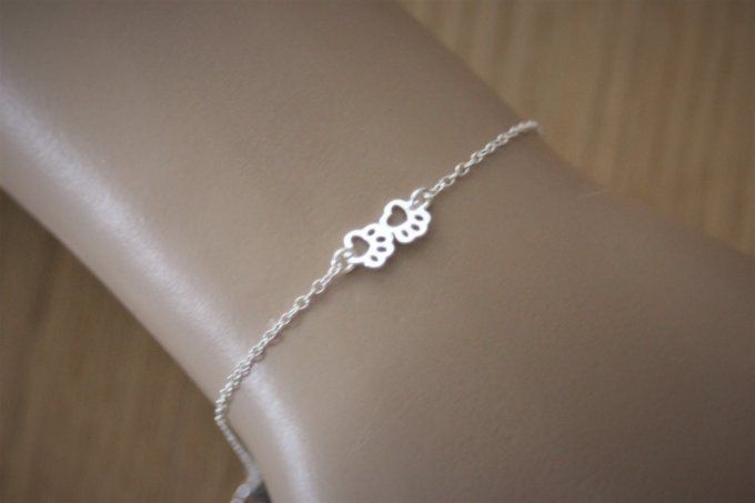 Bracelet argent massif avec petites pattes d'animal