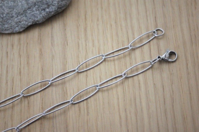 Collier en acier inoxydable gros maillons pendentif médaille ronde à graver