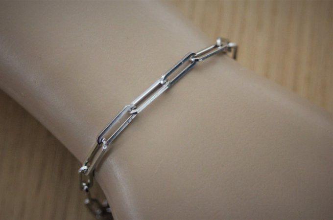 Bracelet gros maillons chaine rectangle en acier inoxydable