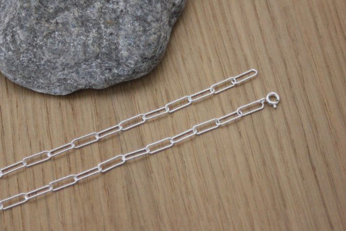 Collier grands maillons chaine rectangle en argent massif