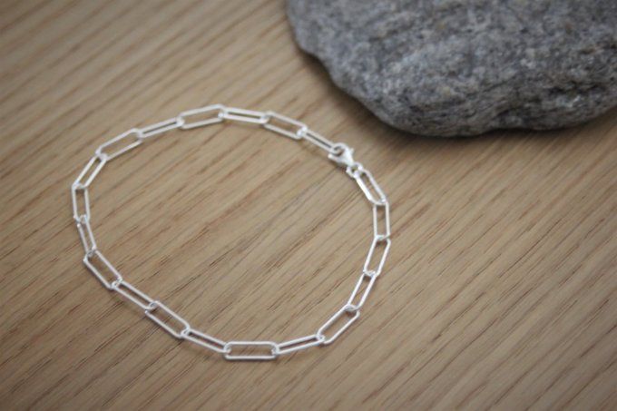 Ensemble de 2 bracelets en argent chaine rectangle et médailles