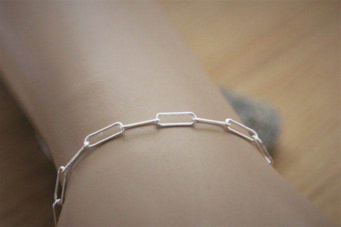 Bracelet en argent massif grands maillons chaine rectangle