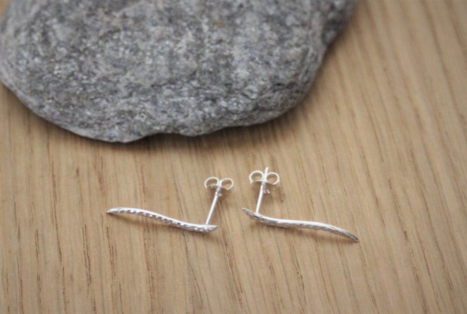 Boucles d'oreilles grimpantes vagues en argent massif 