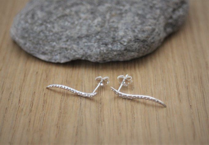 Boucles d'oreilles grimpantes vagues en argent massif 