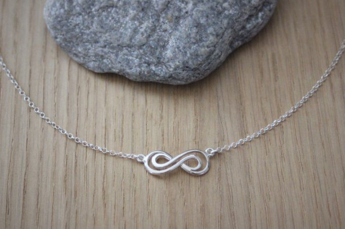 Collier 2 Infini enlacés en argent massif 