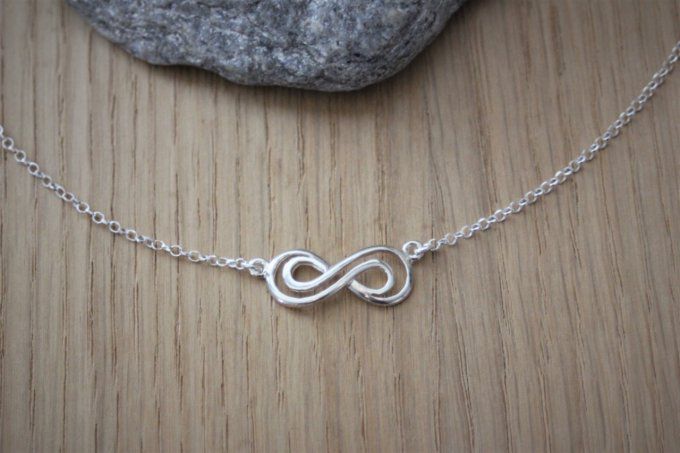 Collier 2 Infini enlacés en argent massif 