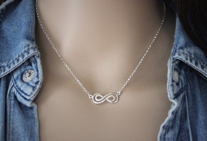 Collier 2 Infini enlacés en argent massif 