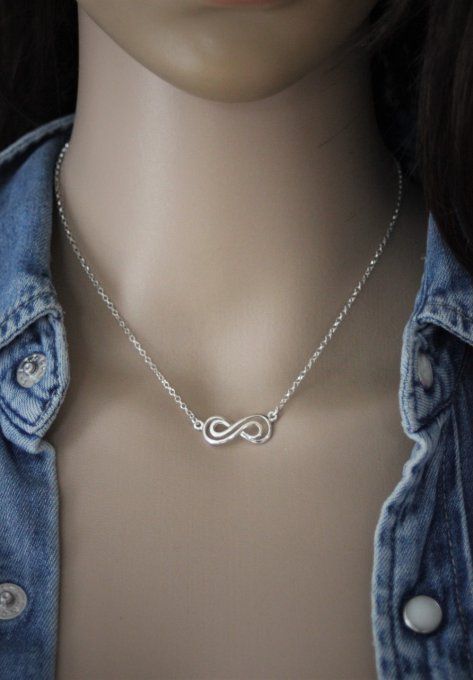 Collier 2 Infini enlacés en argent massif 