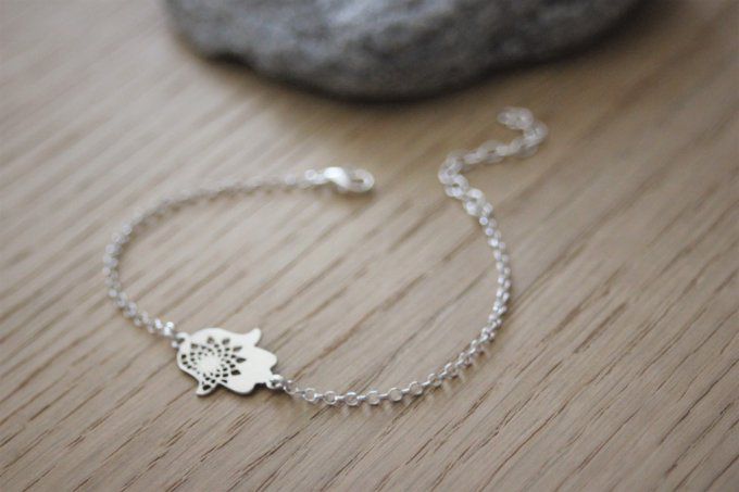 Bracelet main de fatma mandala en argent massif 