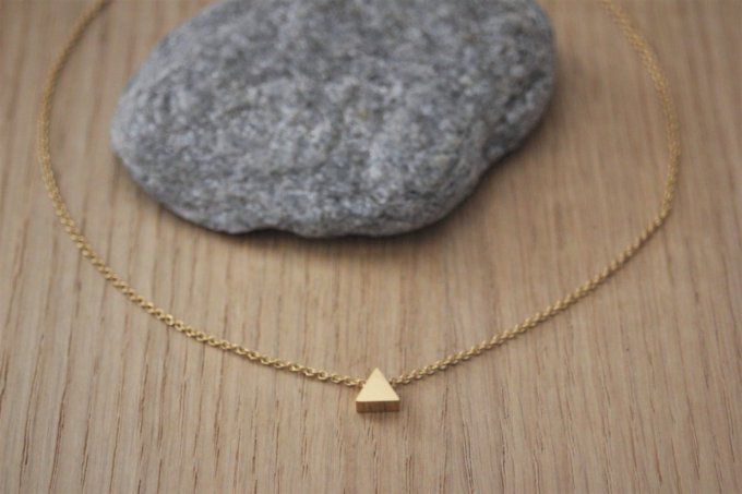 Collier acier inoxydable doré avec perle triangle