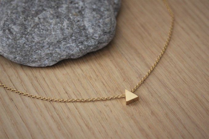 Collier acier inoxydable doré avec perle triangle