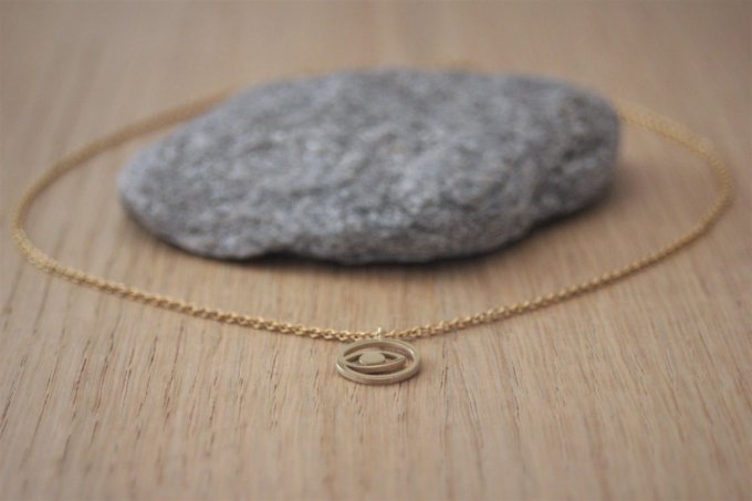 Collier acier inoxydable doré pendentif oeil